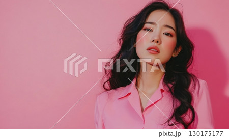 Pink Fashion Portrait of a Young Woman 130175177