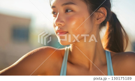 Woman with Sunburn on Cheek 130175189