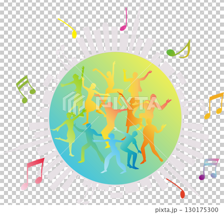 People dancing merrily on the planet People dancing merrily on the planet 130175300