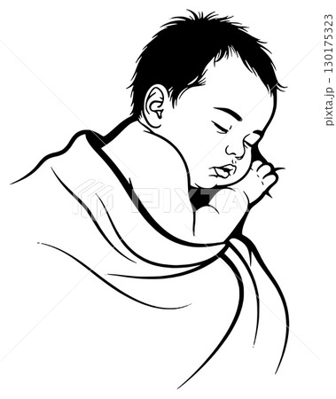 baby sleeping black and white concept baby sleeping black and white concept 130175323