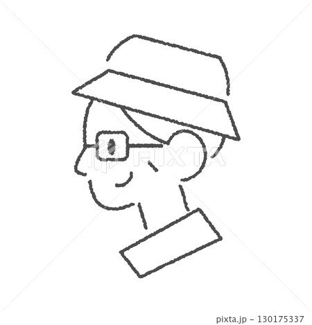 横向きの眼鏡の高齢男性のアイコンイラスト 130175337