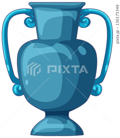 Blue Ancient Greek Amphora Vase Vector Illustration 130175349