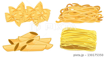 Four Types of Italian Pasta Vector Illustration 130175350