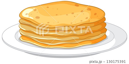 Stack of Russian Pancakes on White Plate Vector Stack of Russian Pancakes on White Plate Vector 130175391