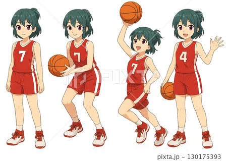 女子バスケットボール選手のイラスト 130175393
