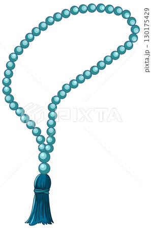 Blue Prayer Beads with Tassel Vector Illustration 130175429