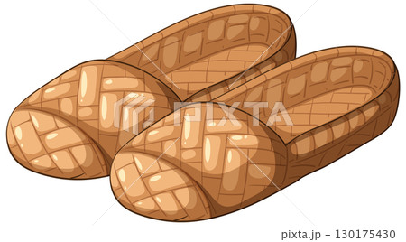 Traditional Woven Bast Shoes Vector Illustration 130175430