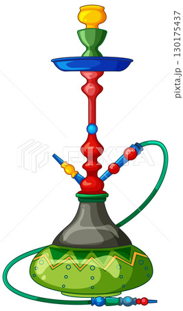 Colorful Hookah Illustration with Decorative Middle Eastern Design 130175437