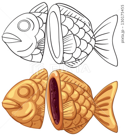 Japanese Taiyaki Fish-Shaped Pastry with Red Bean Filling 130175455