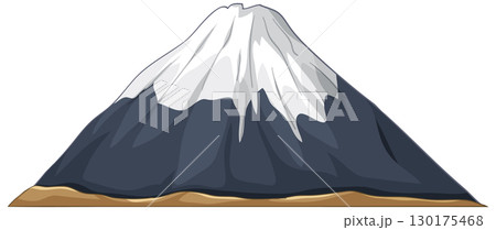 Snow-Capped Mount Fuji Vector Illustration with Clear Sky 130175468
