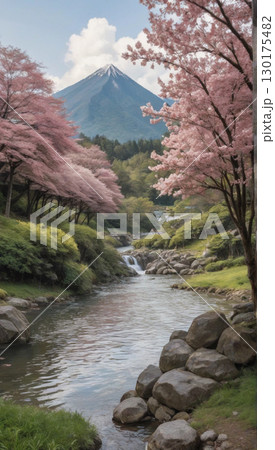 幻想的な春の日本の田舎風景 130175482