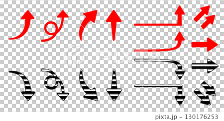 赤い矢印とボーダー柄の矢印のイラスト 赤い矢印とボーダー柄の矢印のイラスト 130176253