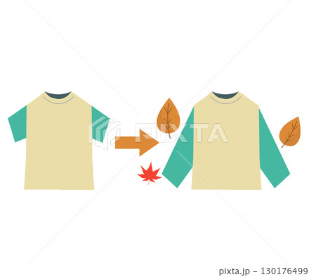 衣替え。秋服に替える。ベクターイラスト 衣替え。秋服に替える。ベクターイラスト 130176499