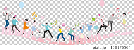 People dancing merrily in the city 130176564