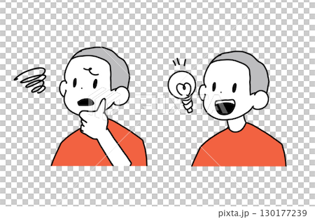 感情の変化を表す子どもキャラクターの手描きイラストセット（ベクター） 130177239