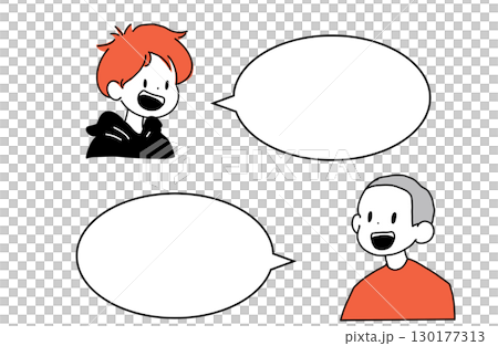 Illustration set of boys talking with speech bubbles Illustration set of boys talking with speech bubbles 130177313