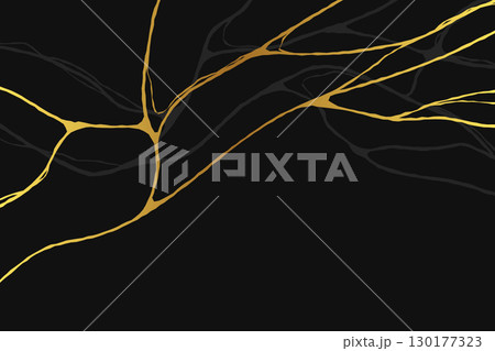 Kintsugi gold cracks background. Elegant Japanese style marble texture with golden lines. 130177323