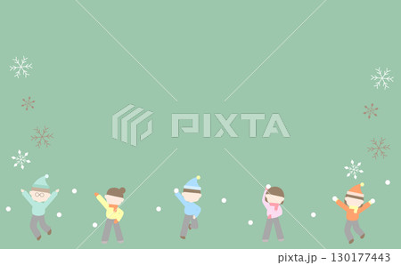 雪遊びをする子供たちの背景イラスト 130177443