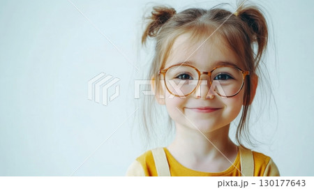 Adorable Little Girl with Glasses 130177643