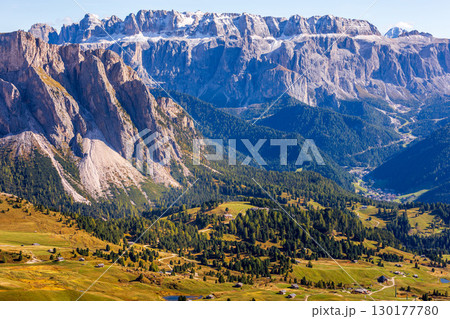 Seceda autumn valley landscape, Val Gardena, Italy 130177780