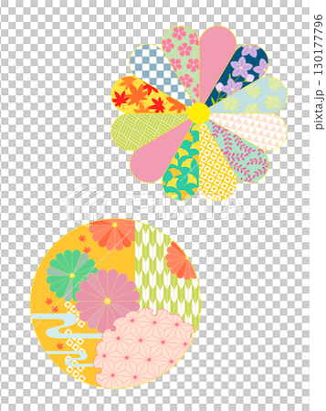 Japanese pattern motif set: Autumn Japanese pattern illustrations Japanese pattern motif set: Autumn Japanese pattern illustrations 130177796