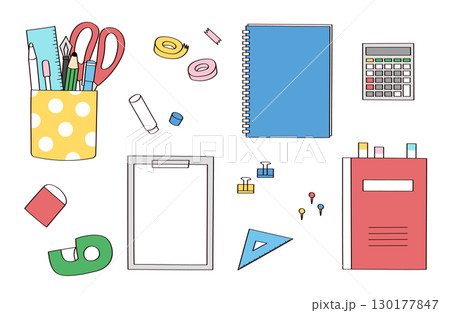 文房具のイラストセット 130177847