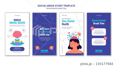 Flat Cartoon Hand-Drawn Templates for Mental Health Social Media Stories Background Illustration Flat Cartoon Hand-Drawn Templates for Mental Health Social Media Stories Background Illustration 130177988