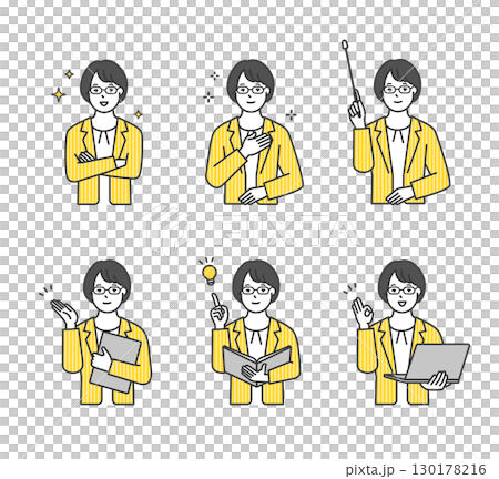 女性商務人士、顧問的簡單圖像插圖素材集 130178216