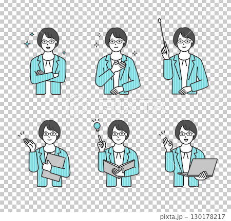 Simple image of female business person, consultant Illustration material set 130178217