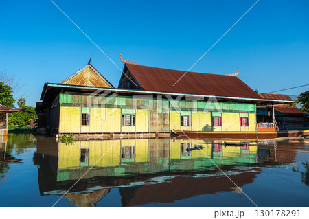 Traditional Bugis floating houses on Lake Tempe, Sulawesi, Indonesia Traditional Bugis floating houses on Lake Tempe, Sulawesi, Indonesia 130178291