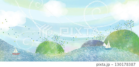 海、そよ風とヨット 海、そよ風とヨット 130178387