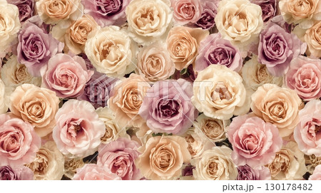 ピンクやベージュのバラの背景 130178482