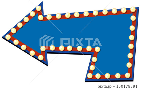 Retro Marquee Arrow with Light Bulbs 130178591