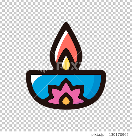 排燈節燈圖圖示（印度教、印度、排燈節材料） 130178965