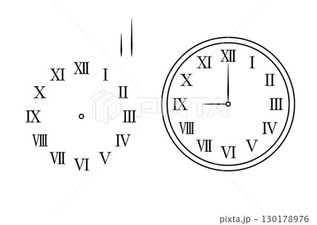 ローマ数字の時計のアイコンと各部品の素材 130178976