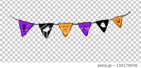 Halloween garland (flag) hand-drawn illustration 130179036