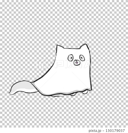 Cat dressed as a ghost for Halloween 130179037
