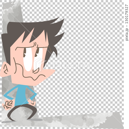 一名男子皺著眉頭喃喃自語(無框架輪廓) 一名男子皺著眉頭喃喃自語(無框架輪廓) 130179327