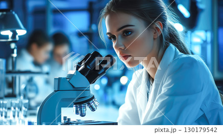 A scientist woman working hard to learn new things in a science lab. Exploring and finding out cool stuff using science tools. Generative AI. A scientist woman working hard to learn new things in a science lab. Exploring and finding out cool stuff using science tools. Generative AI. 130179542