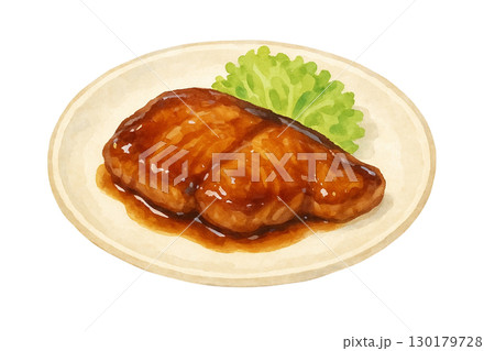 【家庭料理】チキンステーキのイラスト 130179728