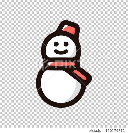 雪だるまのイラストアイコン（冬・子ども・クリスマス素材） 130179812