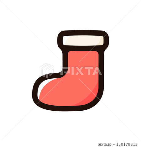 サンタソックスのイラストアイコン（冬・装飾・クリスマス素材） 130179813