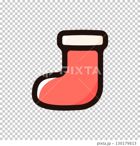 サンタソックスのイラストアイコン（冬・装飾・クリスマス素材） 130179813
