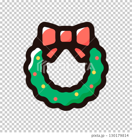 クリスマスリースのイラストアイコン（冬・装飾・クリスマス素材） 130179814