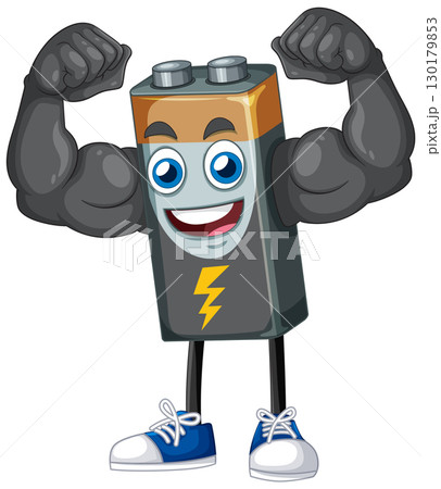 Energetic Battery Mascot Illustration 130179853