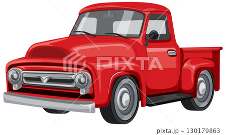 Classic Red Pickup Truck Vector Illustration Classic Red Pickup Truck Vector Illustration 130179863