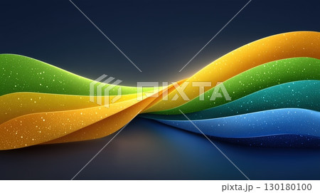 Smooth Flowing Colorful Ribbons with Glittering Texture on Dark Background 130180100