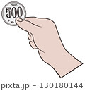 500円硬貨と手 130180144