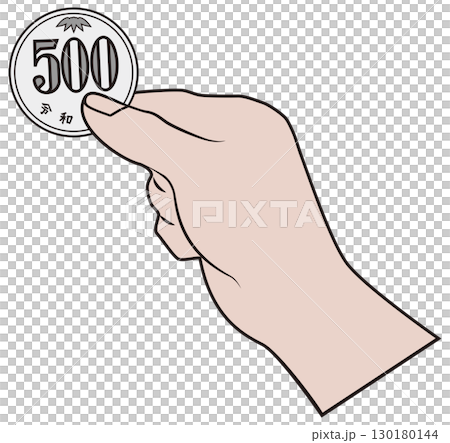 500 yen coin and hand 500 yen coin and hand 130180144