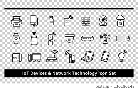 物聯網電腦外圍設備向量圖示集 130180148
